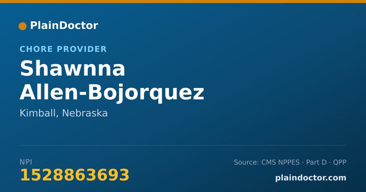 Shareable card for Shawnna Allen-Bojorquez - Chore Provider, Kimball, NE