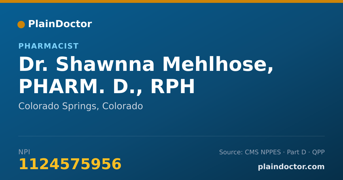 Shareable card for Shawnna Mehlhose, PHARM. D., RPH - Pharmacist, Colorado Springs, CO