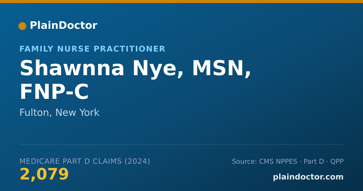 Shareable card for Shawnna Nye, MSN, FNP-C - Internal Medicine Physician, Fulton, NY