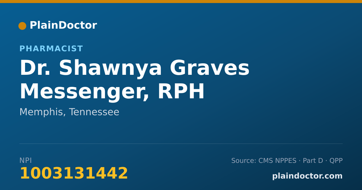 Shareable card for Shawnya Graves Messenger, RPH - Pharmacist, Memphis, TN
