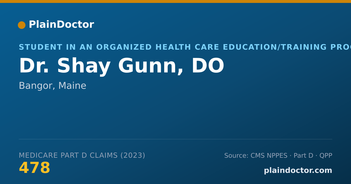 Shareable card for Shay Gunn, DO - Student in an Organized Health Care Education/Training Program, Bangor, ME