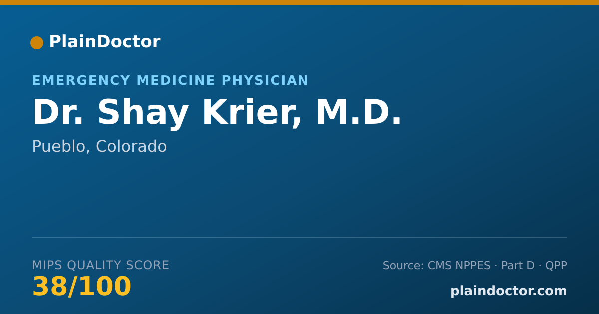 Shareable card for Shay Krier, M.D. - Emergency Medicine Physician, Pueblo, CO