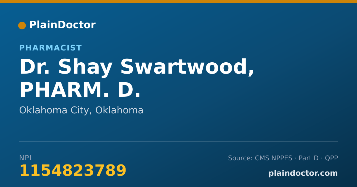 Shareable card for Shay Swartwood, PHARM. D. - Pharmacist, Oklahoma City, OK