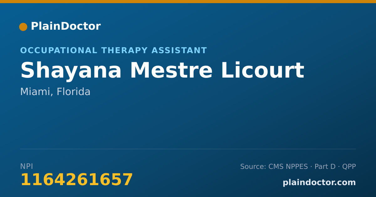 Shareable card for Shayana Mestre Licourt - Occupational Therapy Assistant, Miami, FL