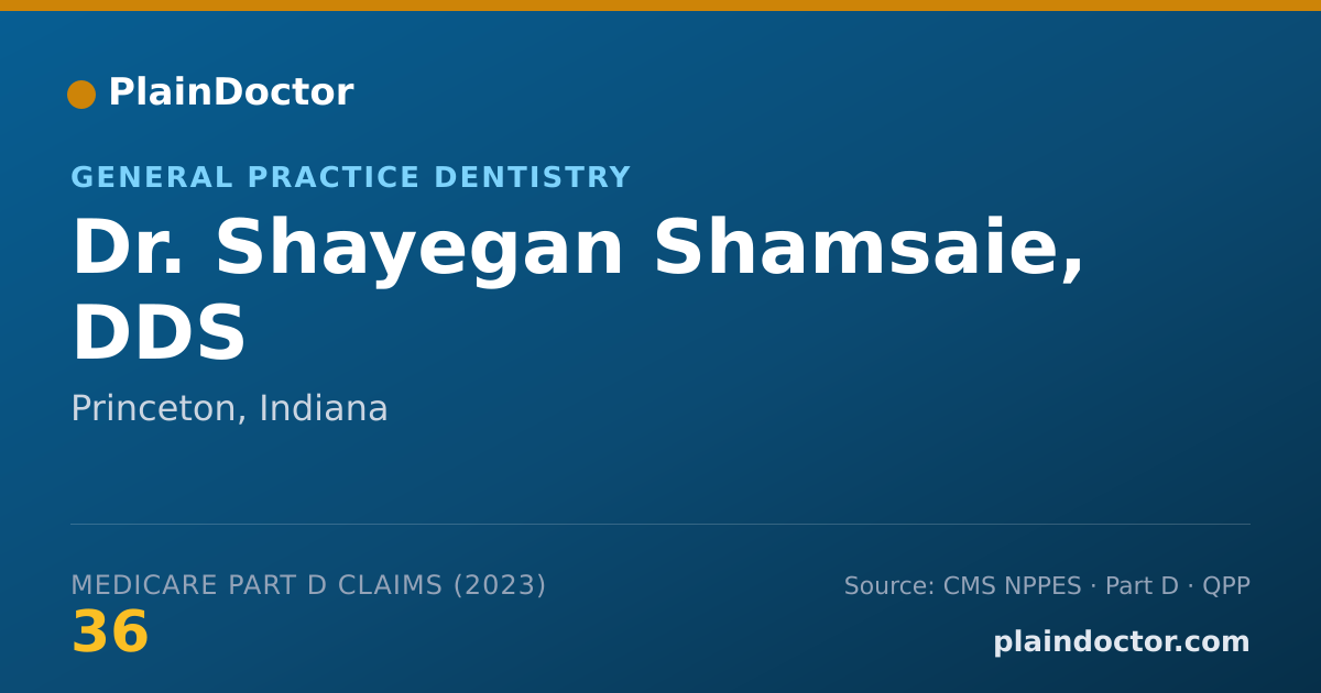 Shareable card for Shayegan Shamsaie, DDS - General Practice Dentistry, Princeton, IN
