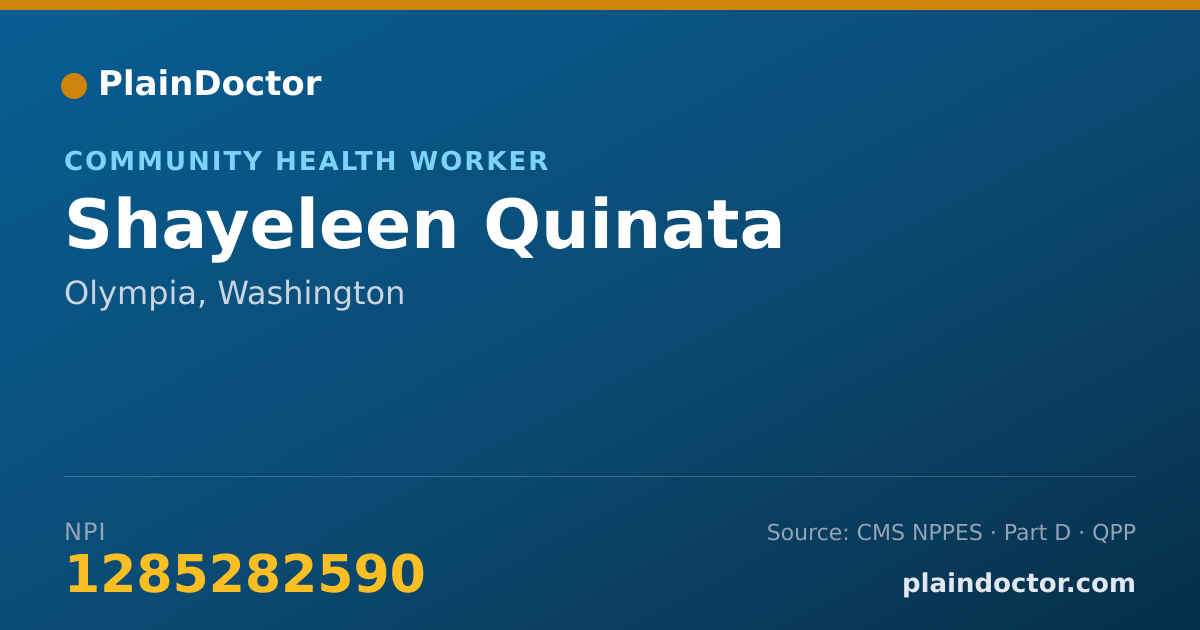 Shareable card for Shayeleen Quinata - Community Health Worker, Olympia, WA