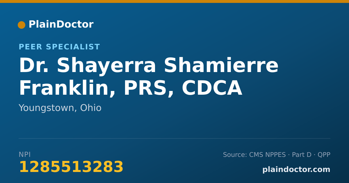 Shareable card for Shayerra Shamierre Franklin, PRS, CDCA - Peer Specialist, Youngstown, OH