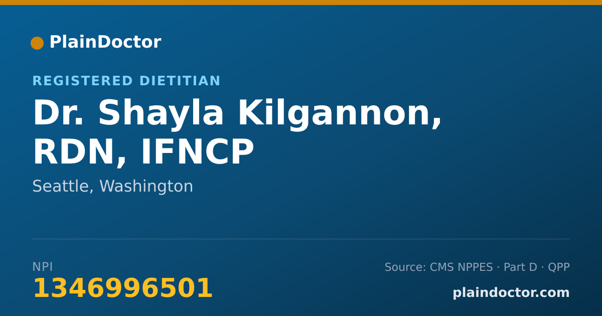 Shareable card for Shayla Kilgannon, RDN, IFNCP - Registered Dietitian, Seattle, WA