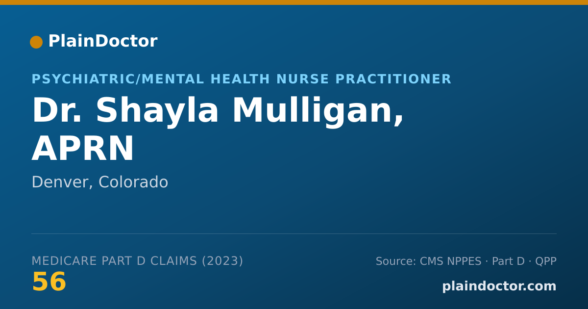Shareable card for Shayla Mulligan, APRN - Psychiatric/Mental Health Nurse Practitioner, Denver, CO