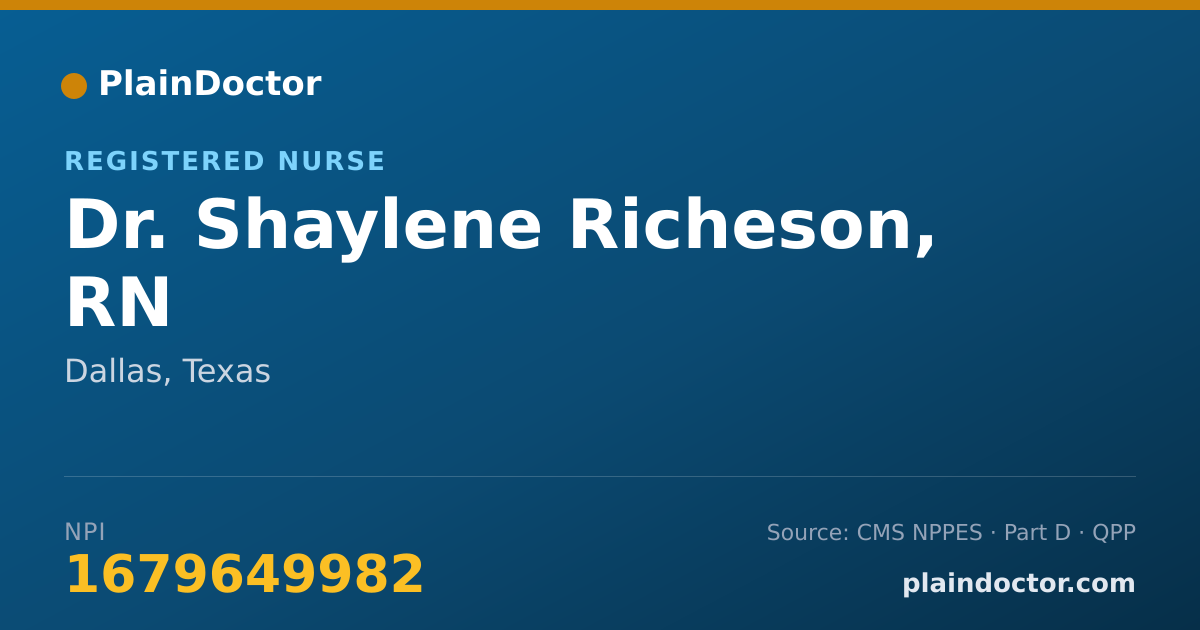 Shareable card for Shaylene Richeson, RN - Registered Nurse, Dallas, TX