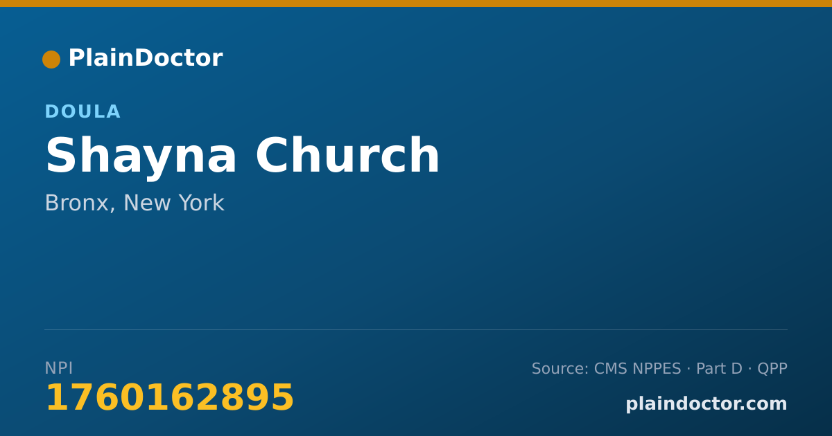 Shareable card for Shayna Church - Doula, Bronx, NY