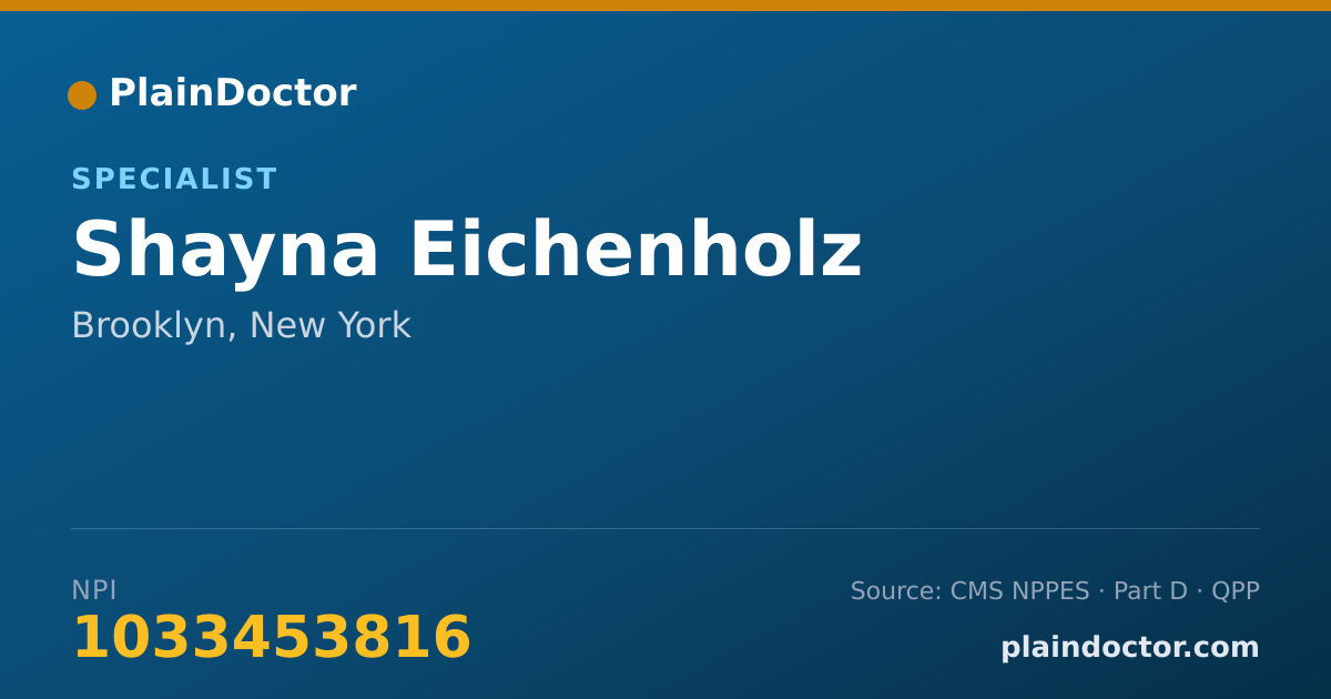 Shareable card for Shayna Eichenholz - Specialist, Brooklyn, NY