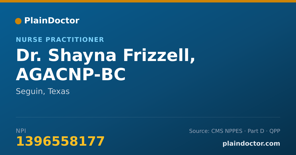 Shareable card for Shayna Frizzell, AGACNP-BC - Nurse Practitioner, Seguin, TX