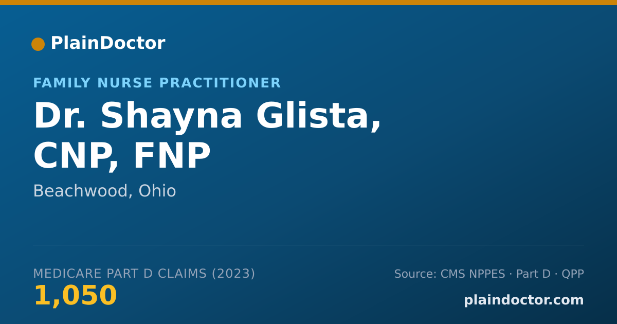 Shareable card for Shayna Glista, CNP, FNP - Family Nurse Practitioner, Beachwood, OH