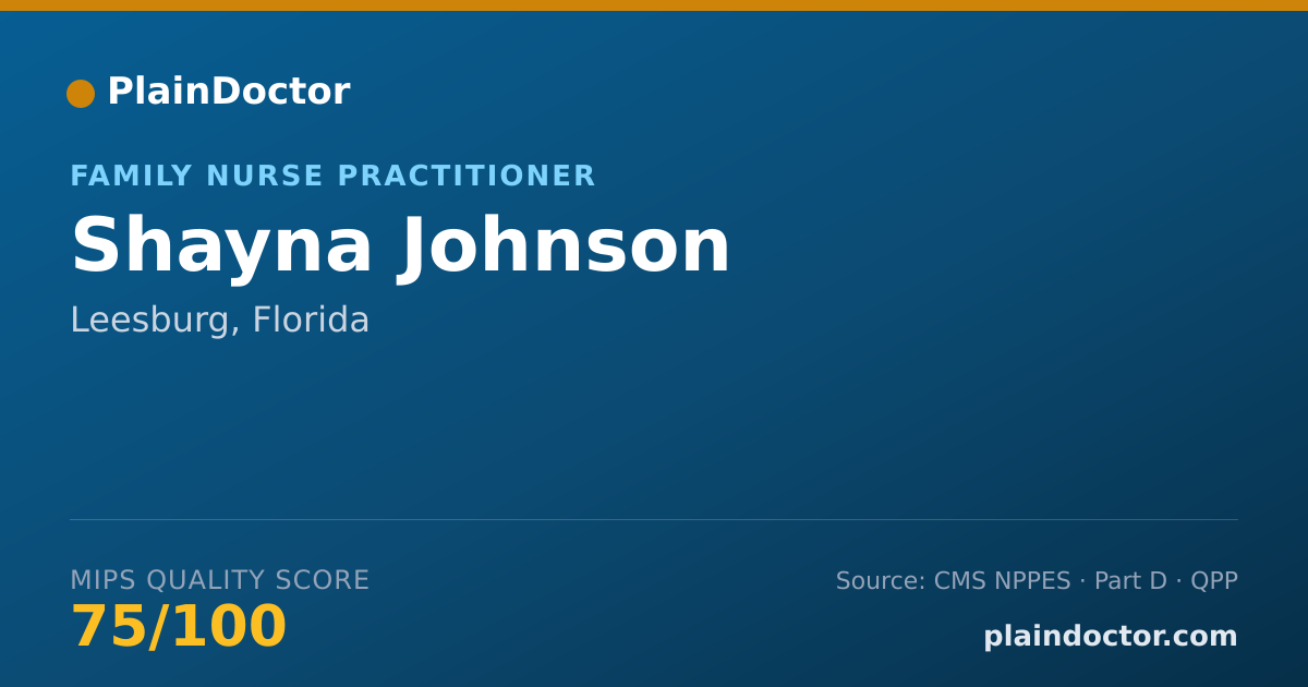 Shareable card for Shayna Johnson - Family Nurse Practitioner, Leesburg, FL