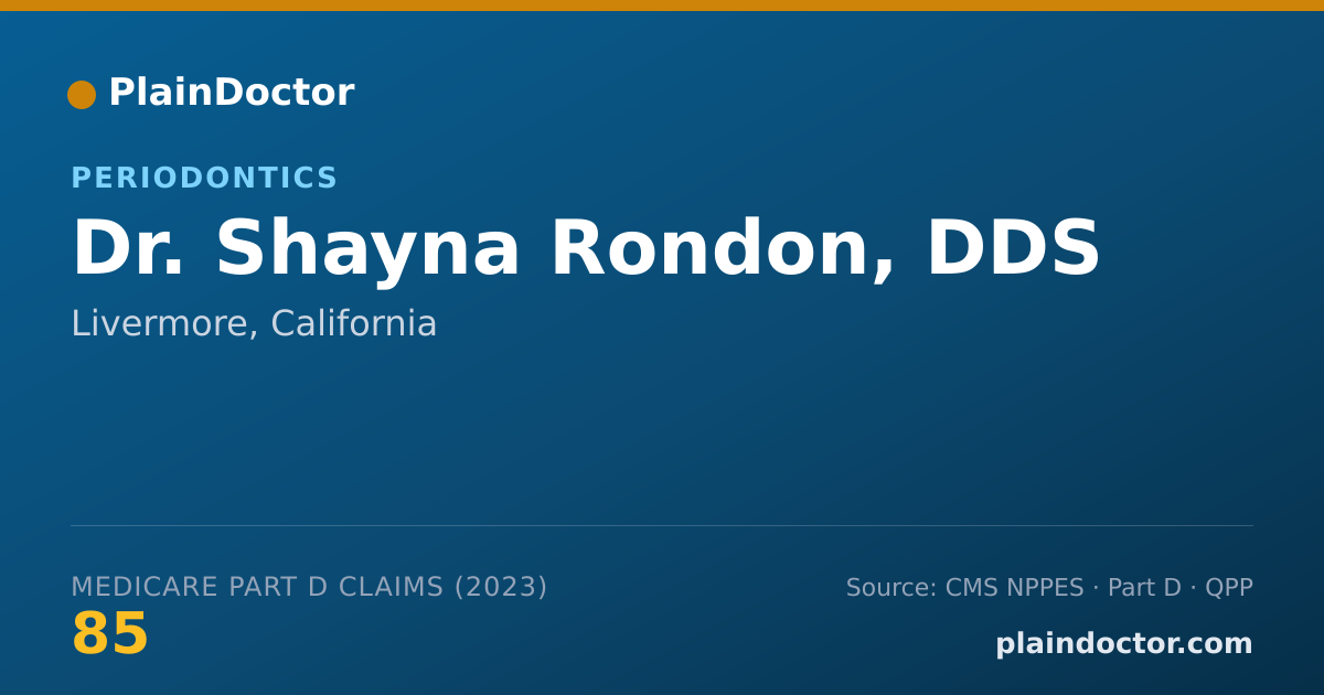Shareable card for Shayna Rondon, DDS - Periodontics, Livermore, CA