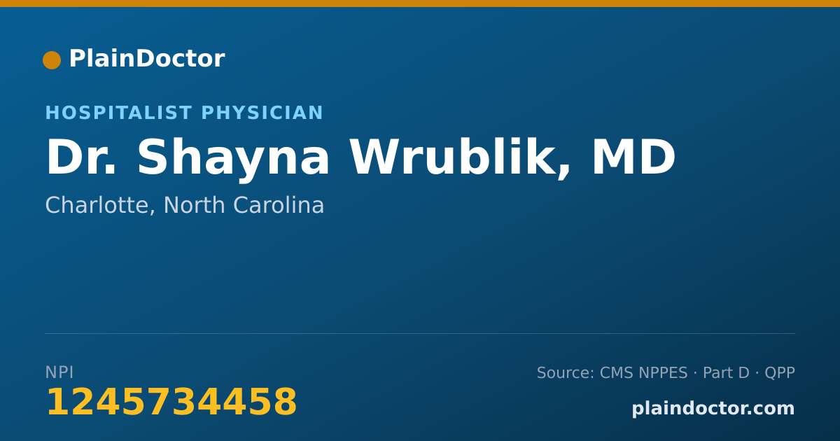 Shareable card for Shayna Wrublik, MD - Hospitalist Physician, Charlotte, NC