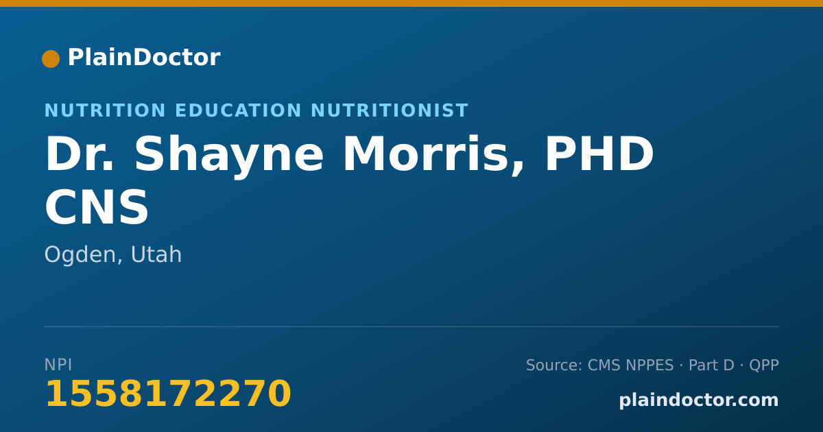 Shareable card for Shayne Morris, PHD CNS - Nutrition Education Nutritionist, Ogden, UT