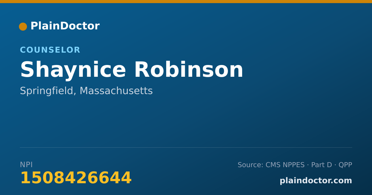 Shareable card for Shaynice Robinson - Counselor, Springfield, MA