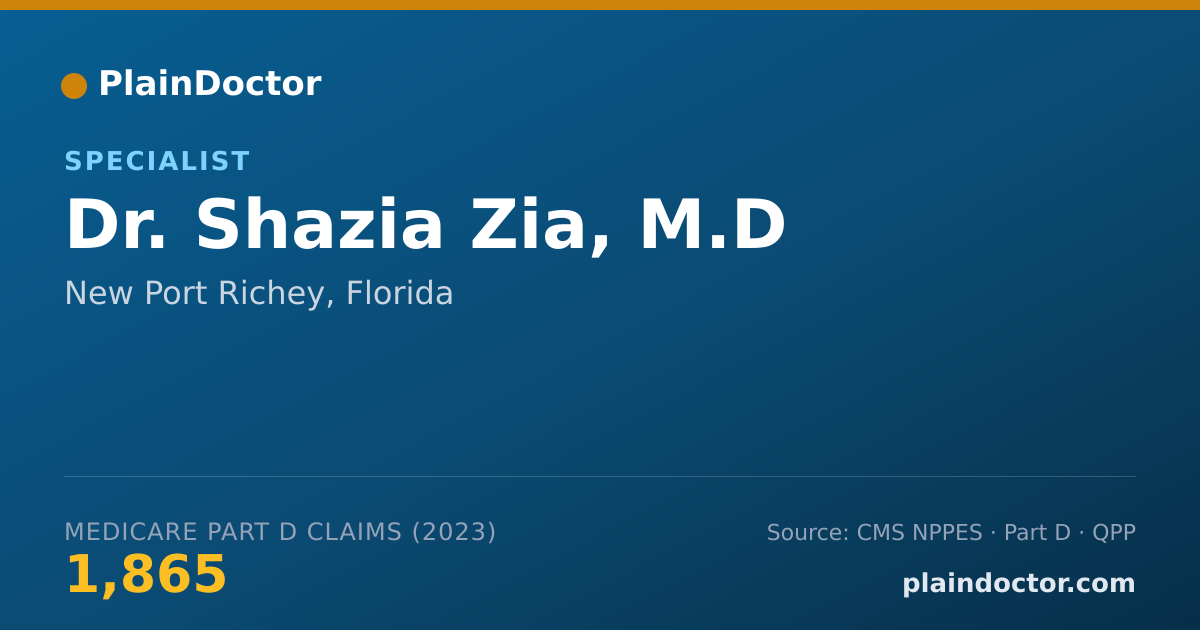 Shareable card for Shazia Zia, M.D - Specialist, New Port Richey, FL