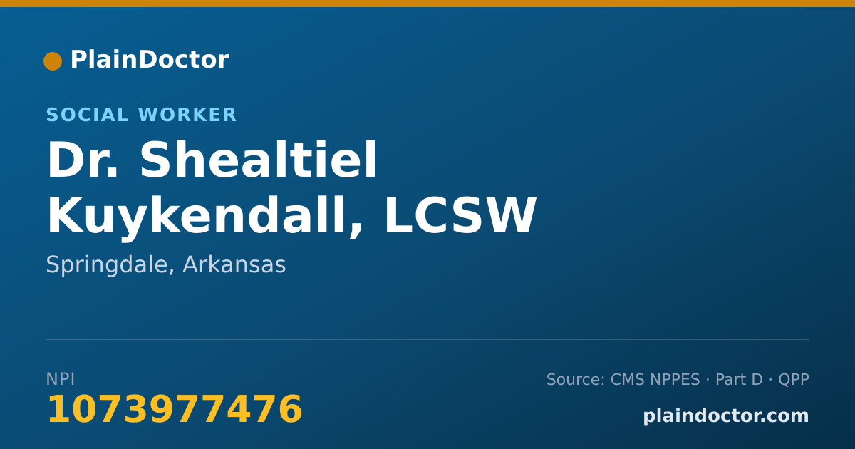 Shareable card for Shealtiel Kuykendall, LCSW - Social Worker, Springdale, AR