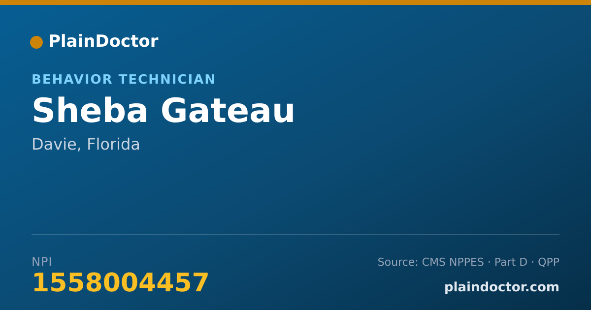 Shareable card for Sheba Gateau - Behavior Technician, Davie, FL