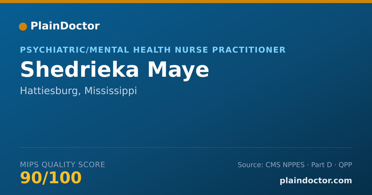 Shareable card for Shedrieka Maye - Psychiatric/Mental Health Nurse Practitioner, Hattiesburg, MS