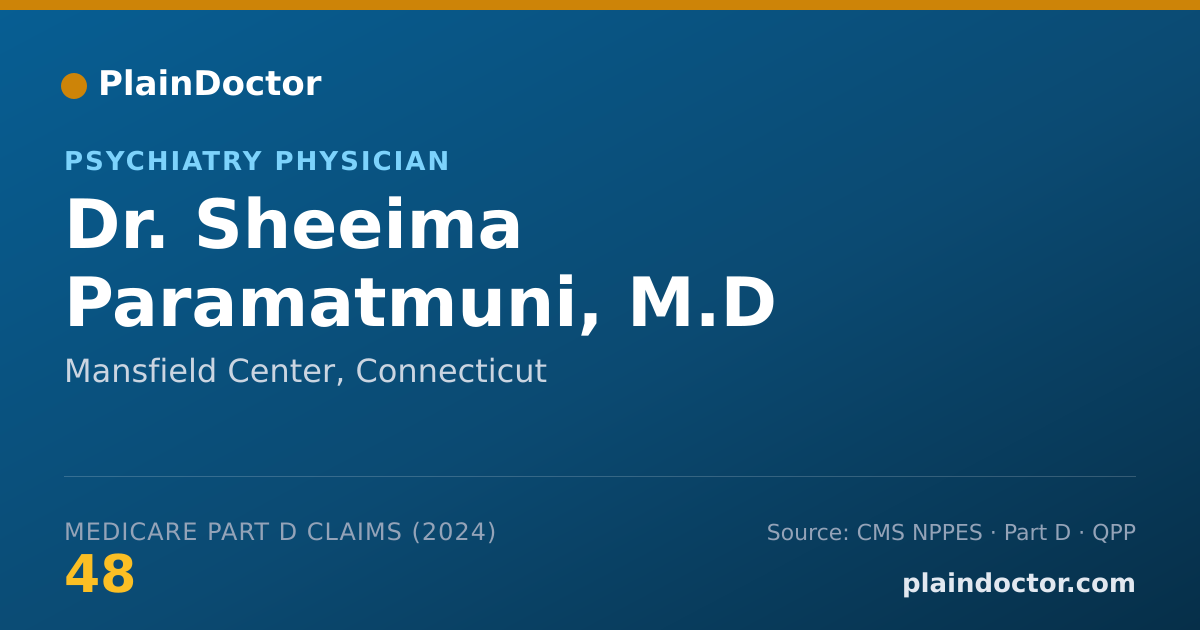 Shareable card for Sheeima Paramatmuni, M.D - Student in an Organized Health Care Education/Training Program, Mansfield Center, CT