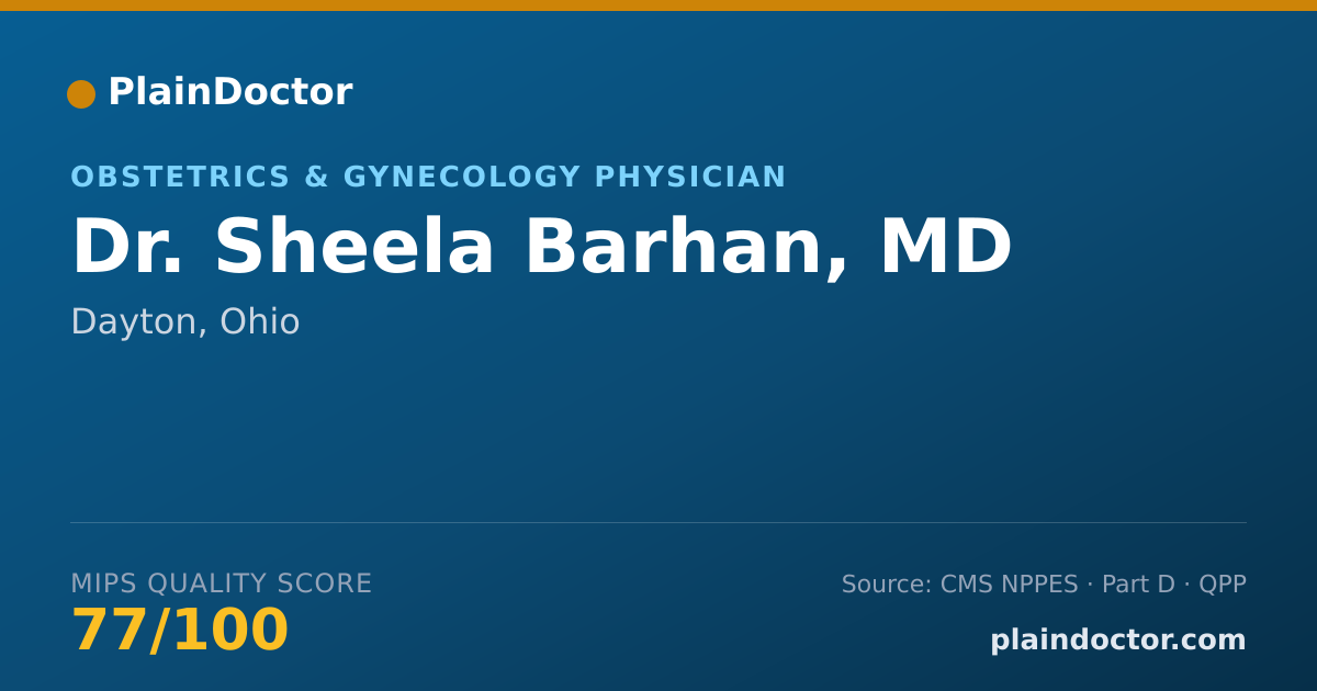 Shareable card for Sheela Barhan, MD - Obstetrics & Gynecology Physician, Dayton, OH