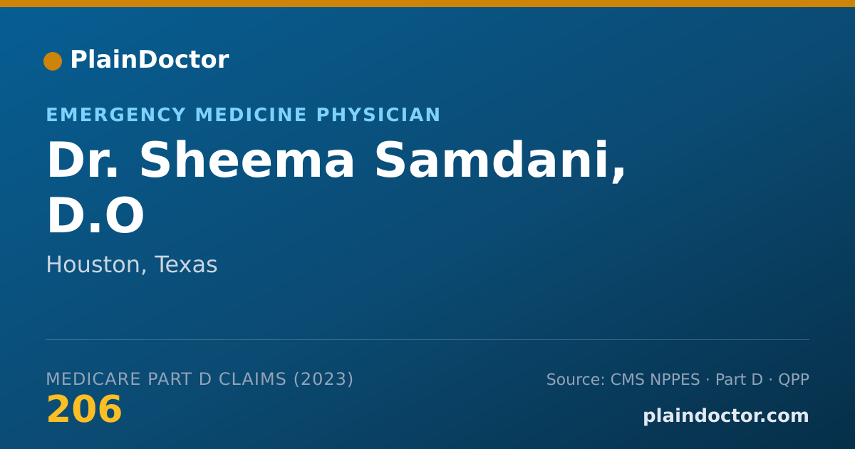 Shareable card for Sheema Samdani, D.O - Emergency Medicine Physician, Houston, TX
