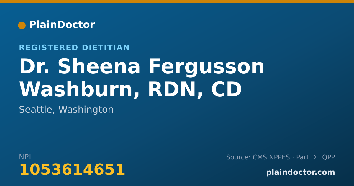 Shareable card for Sheena Fergusson Washburn, RDN, CD - Registered Dietitian, Seattle, WA