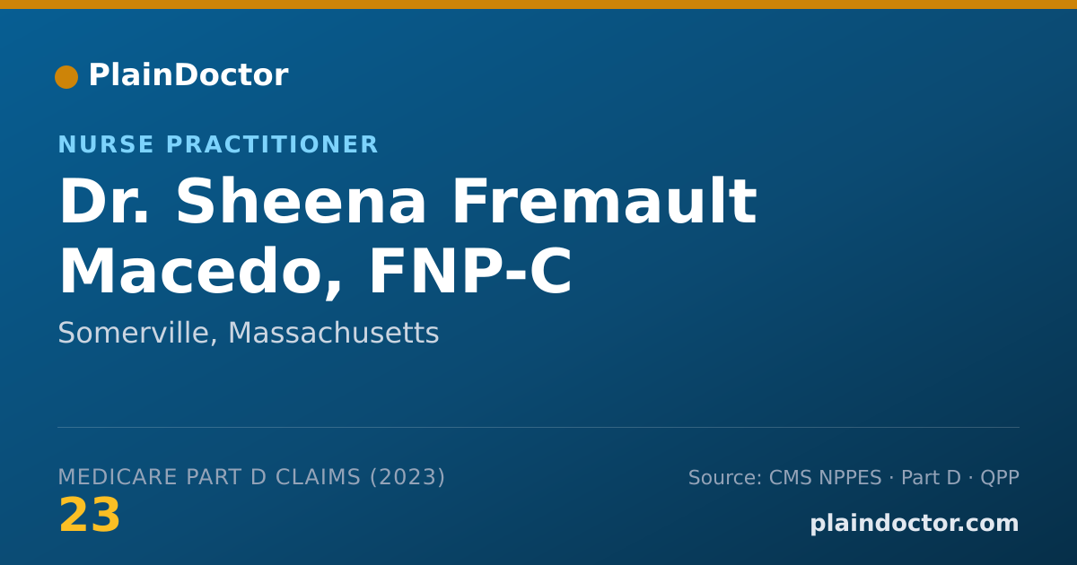 Shareable card for Sheena Fremault Macedo, FNP-C - Nurse Practitioner, Somerville, MA