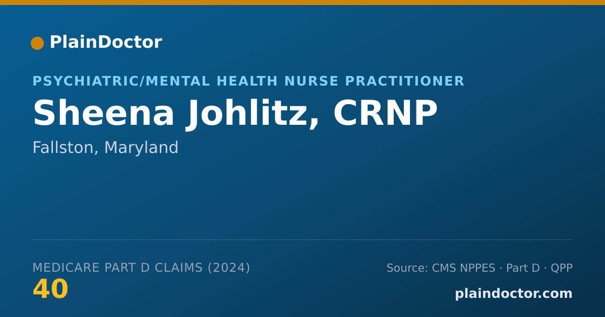 Shareable card for Sheena Johlitz, CRNP - Psychiatric/Mental Health Nurse Practitioner, Fallston, MD