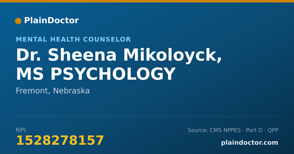 Shareable card for Sheena Mikoloyck, MS PSYCHOLOGY - Mental Health Counselor, Fremont, NE