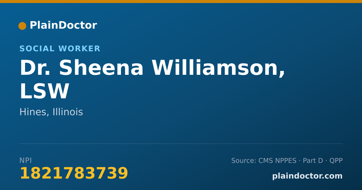 Shareable card for Sheena Williamson, LSW - Social Worker, Hines, IL
