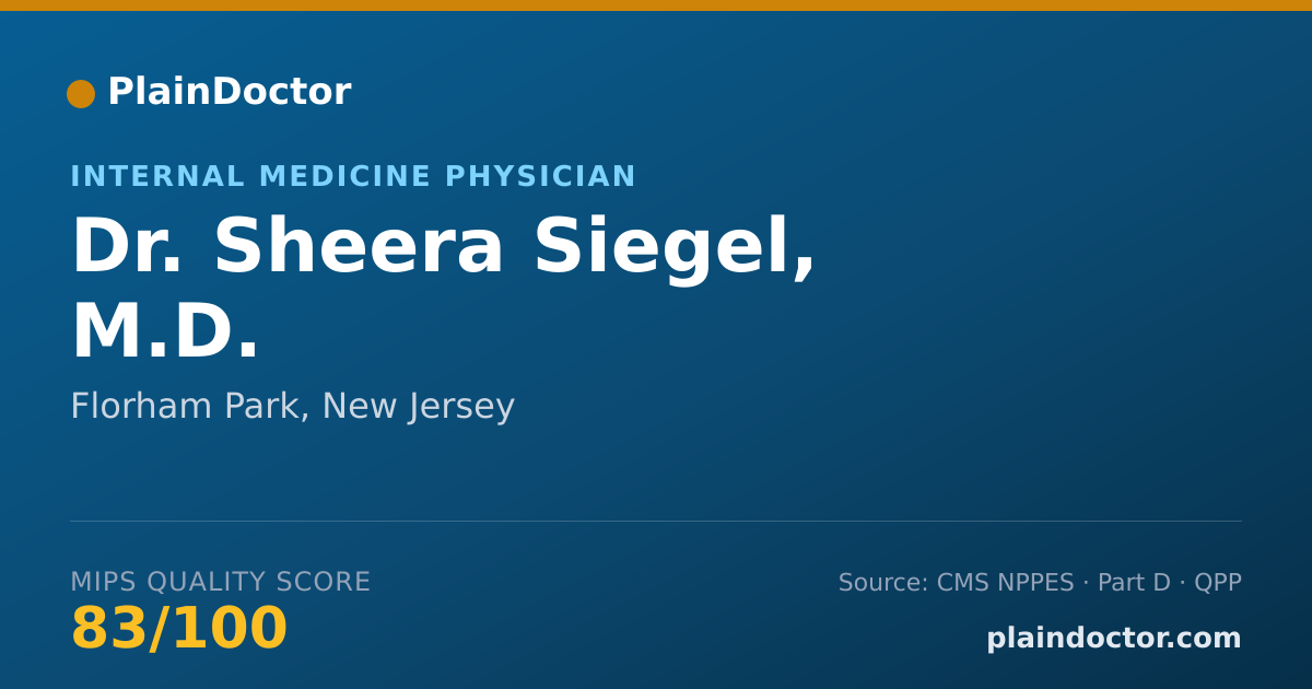 Shareable card for Sheera Siegel, M.D. - Internal Medicine Physician, Florham Park, NJ