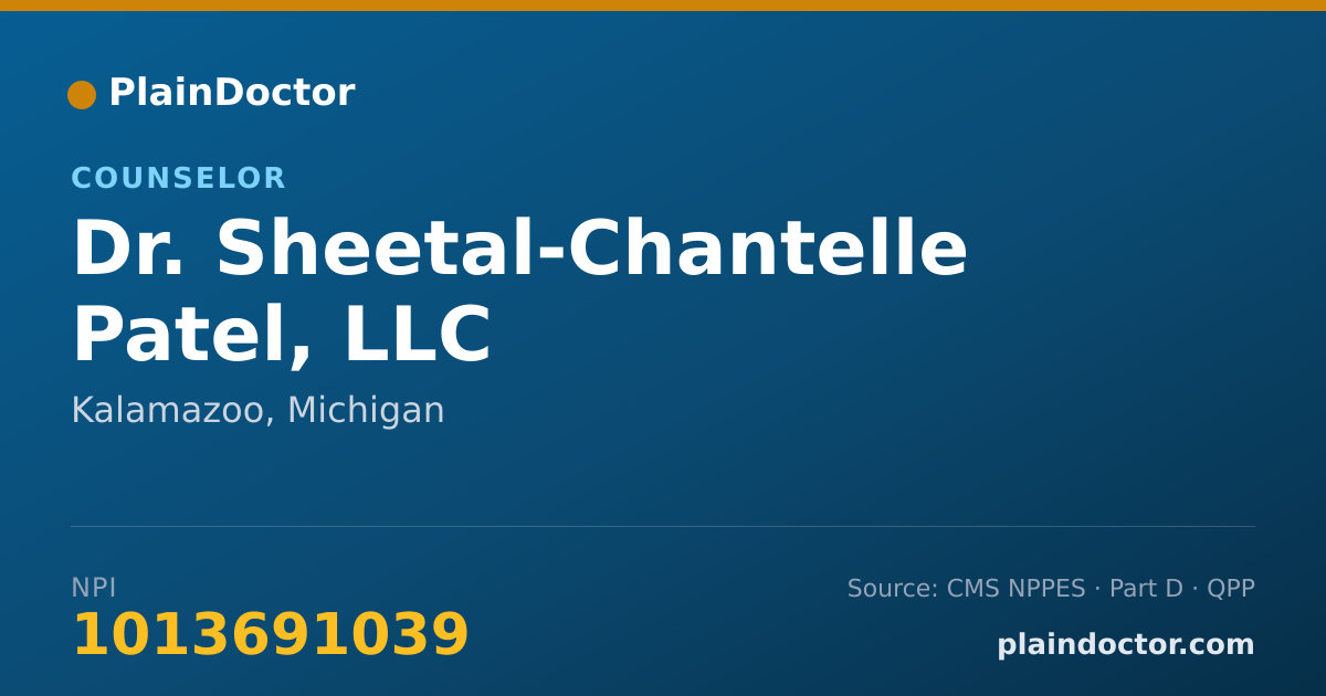 Shareable card for Sheetal-Chantelle Patel, LLC - Counselor, Kalamazoo, MI