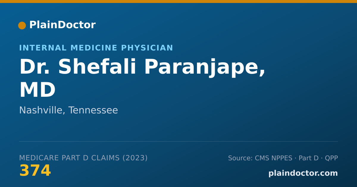 Shareable card for Shefali Paranjape, MD - Internal Medicine Physician, Nashville, TN