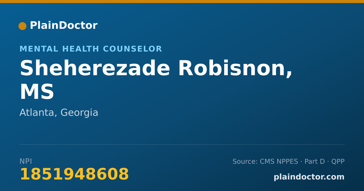 Shareable card for Sheherezade Robisnon, MS - Mental Health Counselor, Atlanta, GA