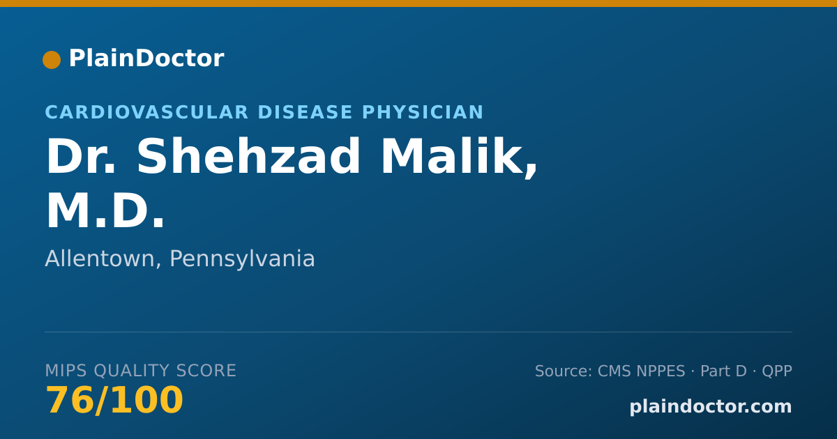 Shareable card for Shehzad Malik, M.D. - Cardiovascular Disease Physician, Allentown, PA