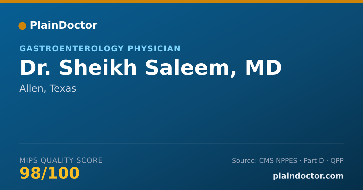 Shareable card for Sheikh Saleem, MD - Gastroenterology Physician, Allen, TX