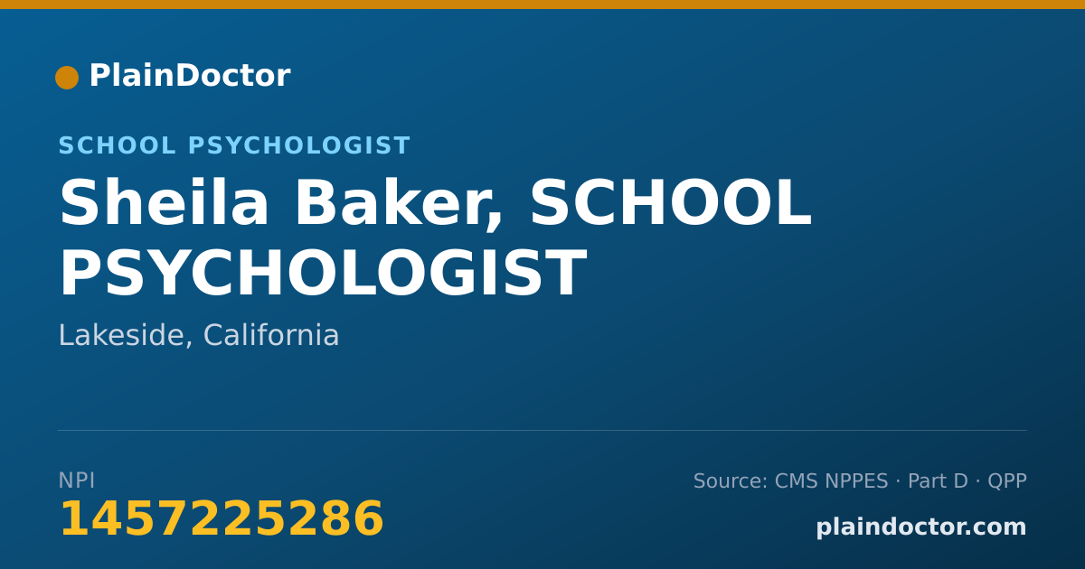 Shareable card for Sheila Baker, SCHOOL PSYCHOLOGIST - School Psychologist, Lakeside, CA