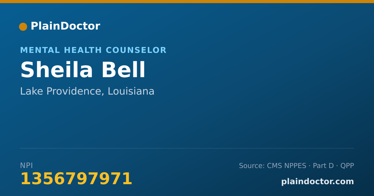 Shareable card for Sheila Bell - Mental Health Counselor, Lake Providence, LA