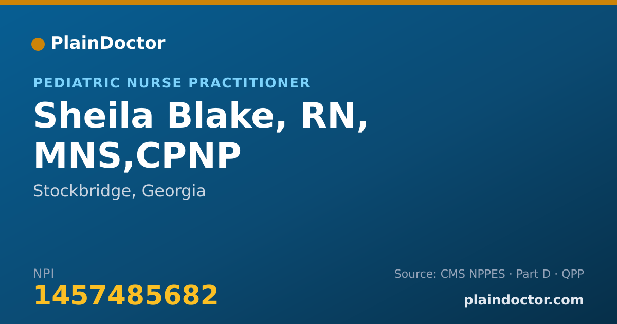 Shareable card for Sheila Blake, RN, MNS,CPNP - Pediatric Nurse Practitioner, Stockbridge, GA
