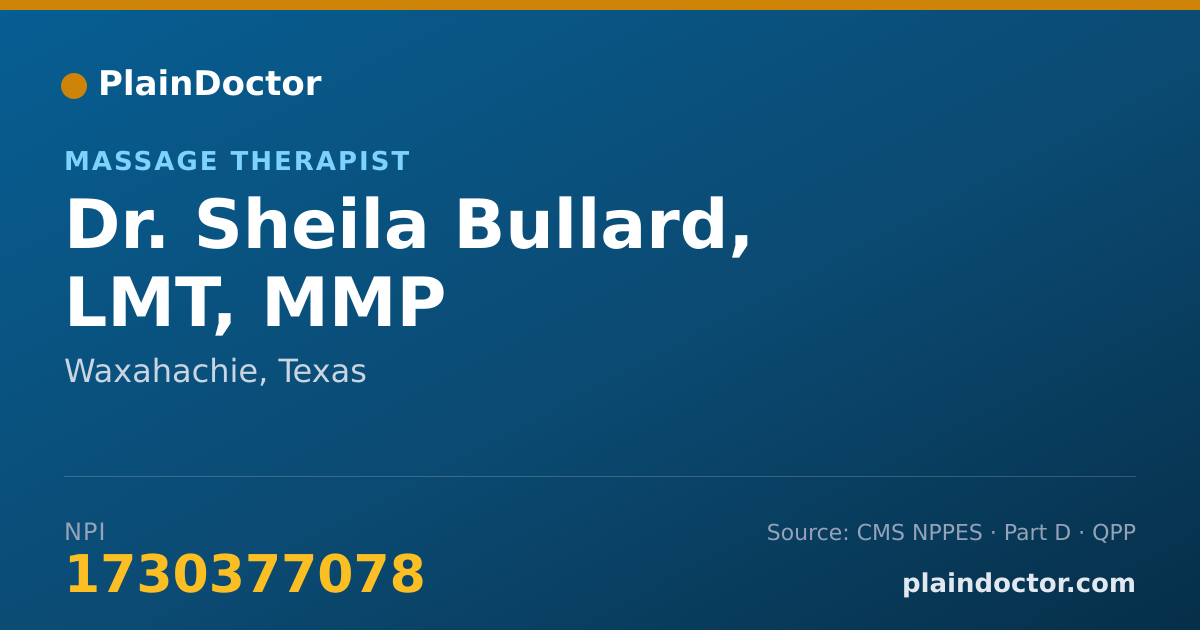 Shareable card for Sheila Bullard, LMT, MMP - Massage Therapist, Waxahachie, TX