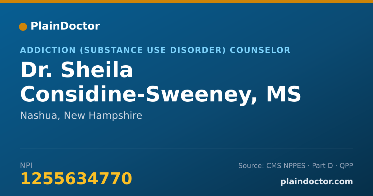 Shareable card for Sheila Considine-Sweeney, MS - Addiction (Substance Use Disorder) Counselor, Nashua, NH