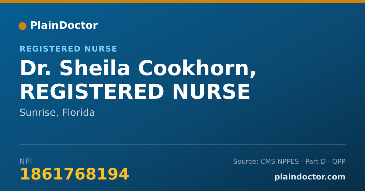 Shareable card for Sheila Cookhorn, REGISTERED NURSE - Registered Nurse, Sunrise, FL