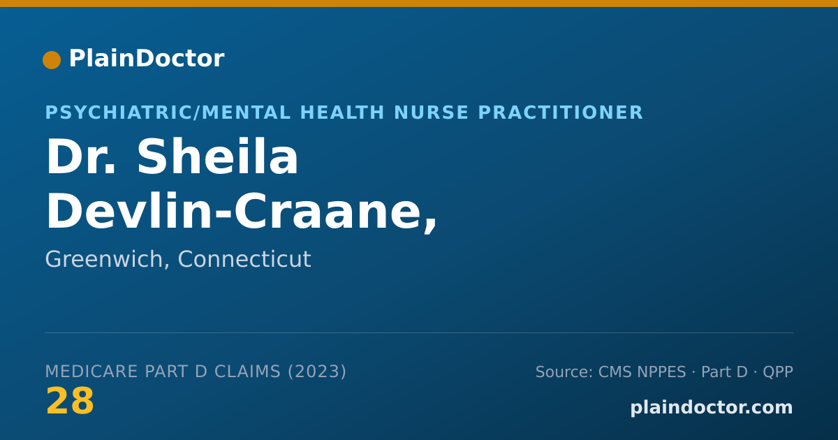 Shareable card for Sheila Devlin-Craane, DNP,MSN,APRN,NPP,BC - Psychiatric/Mental Health Nurse Practitioner, Greenwich, CT