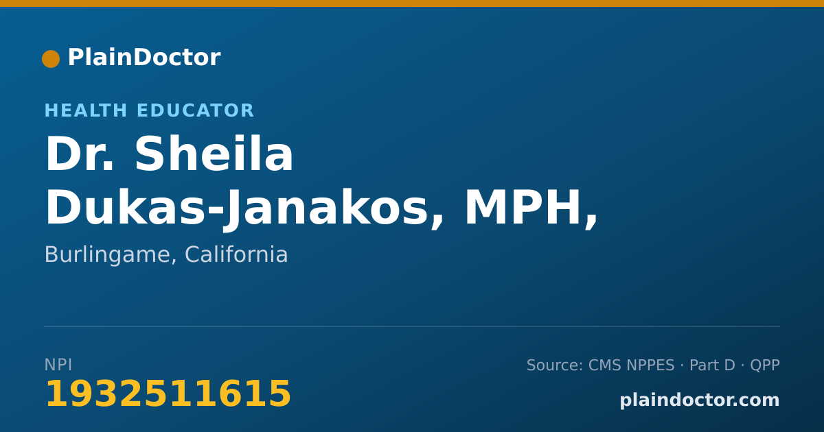 Shareable card for Sheila Dukas-Janakos, MPH, IBCLC - Health Educator, Burlingame, CA