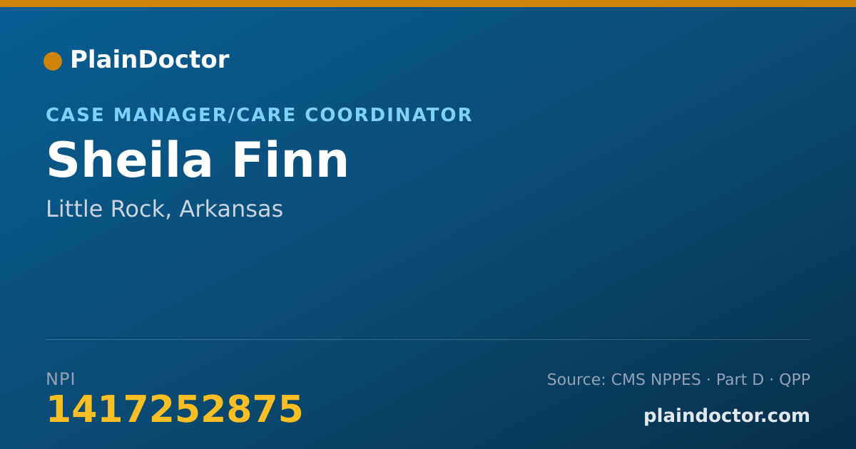 Shareable card for Sheila Finn - Case Manager/Care Coordinator, Little Rock, AR
